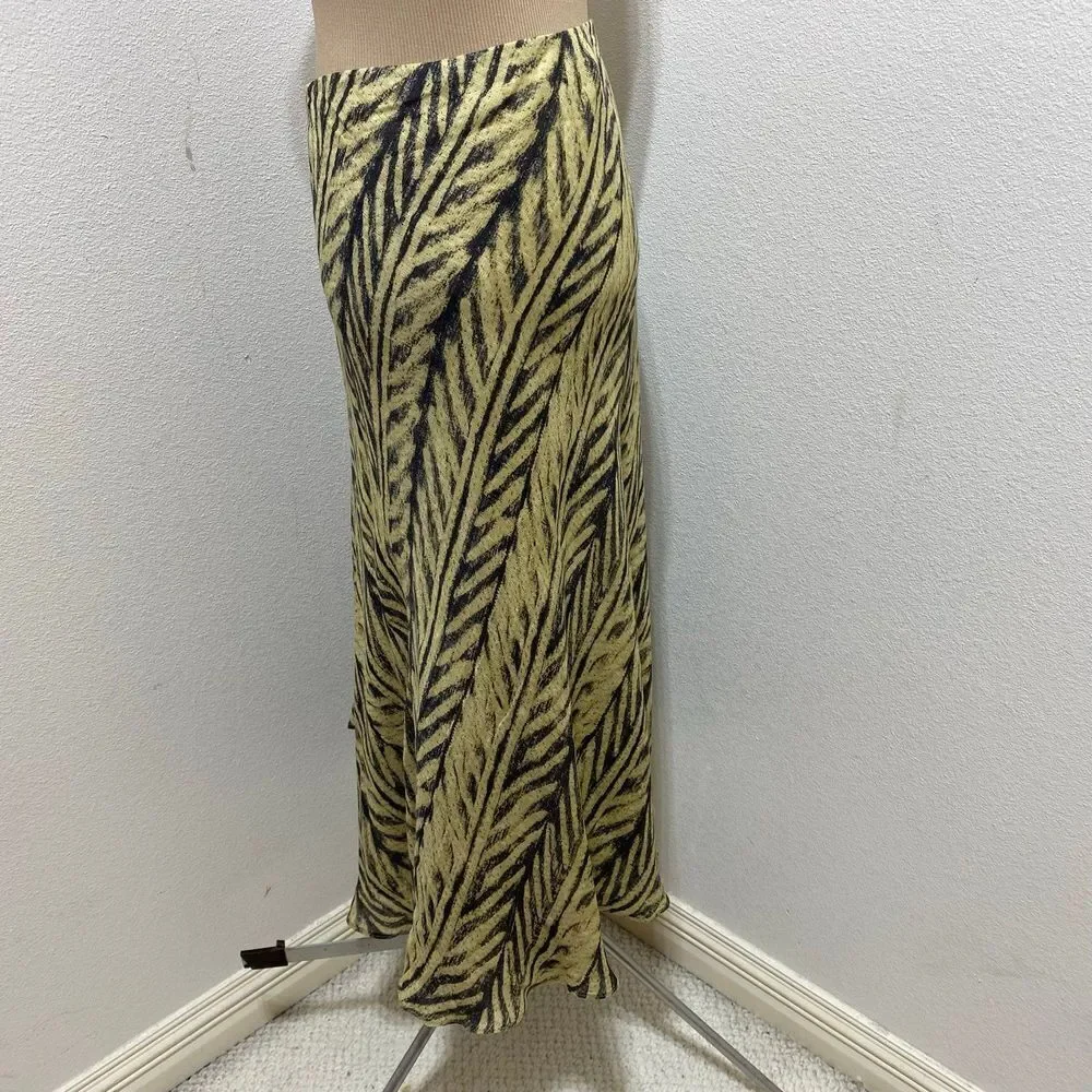 Lauren Ralph Lauren Silk Linen Skirt Zebra Print Flair Ruffle Slit Size Medium